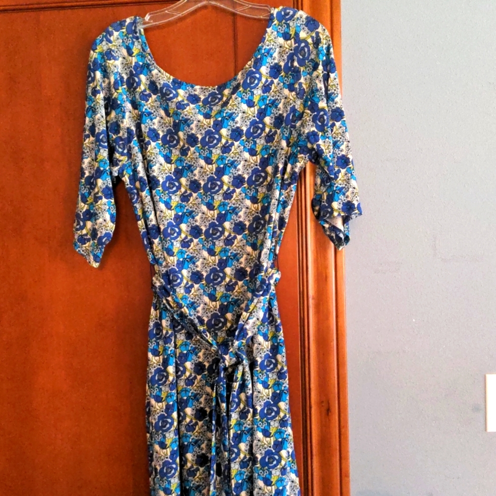NWT leota dress with tie - size L. Beautiful floral print.